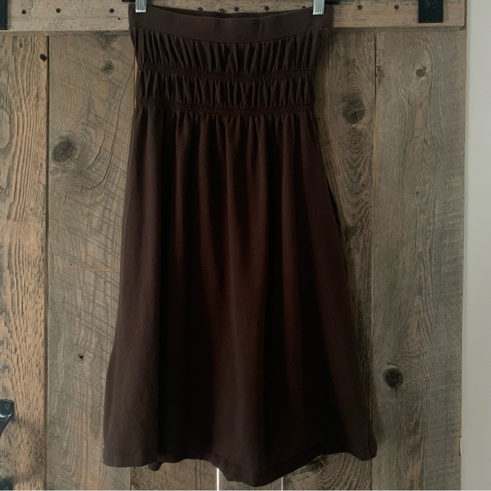 Women’s S VICTORIA’S SECRET BRA TOPS Brown Strapless Sundress Pintucks & Pockets - Picture 4 of 14
